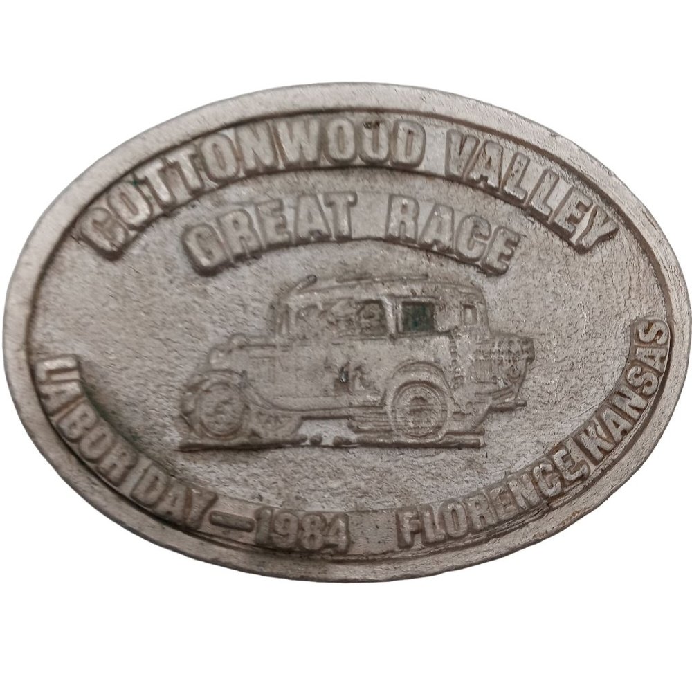 Cottonwood Valley Great Race Belt Buckle Vintage 1984 Florence Kansas Labor Day